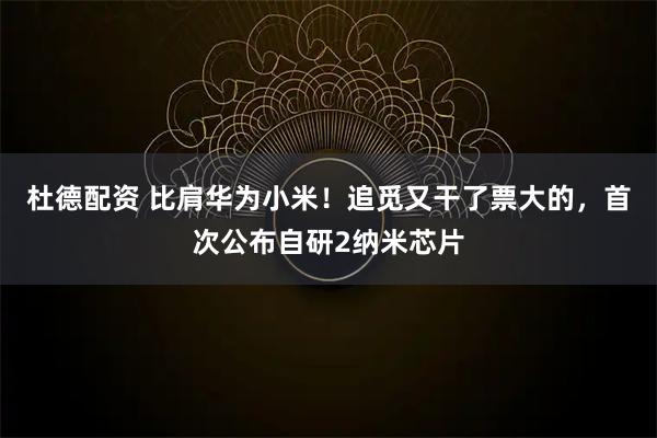 杜德配资 比肩华为小米！追觅又干了票大的，首次公布自研2纳米芯片