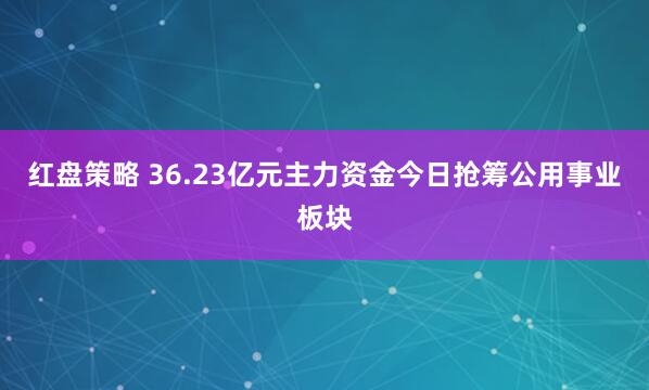 红盘策略 36.23亿元主力资金今日抢筹公用事业板块