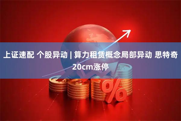 上证速配 个股异动 | 算力租赁概念局部异动 思特奇20cm涨停