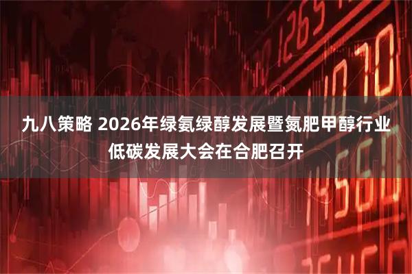 九八策略 2026年绿氨绿醇发展暨氮肥甲醇行业低碳发展大会在合肥召开