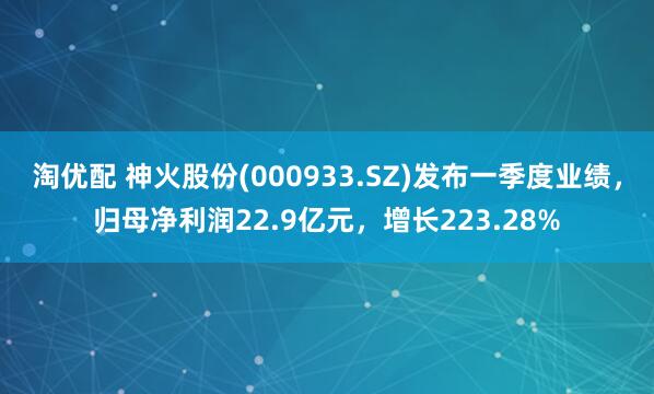 淘优配 神火股份(000933.SZ)发布一季度业绩，归母净利润22.9亿元，增长223.28%