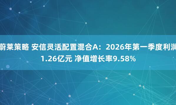 蔚莱策略 安信灵活配置混合A：2026年第一季度利润1.26亿元 净值增长率9.58%