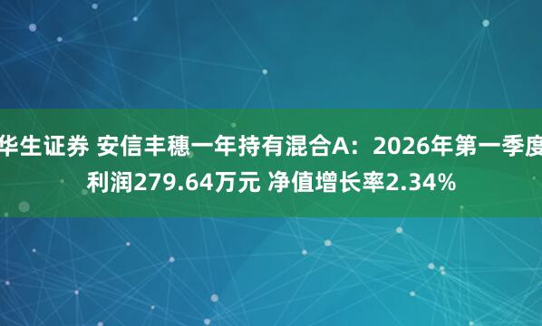 华生证券 安信丰穗一年持有混合A：2026年第一季度利润279.64万元 净值增长率2.34%