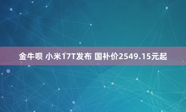 金牛呗 小米17T发布 国补价2549.15元起